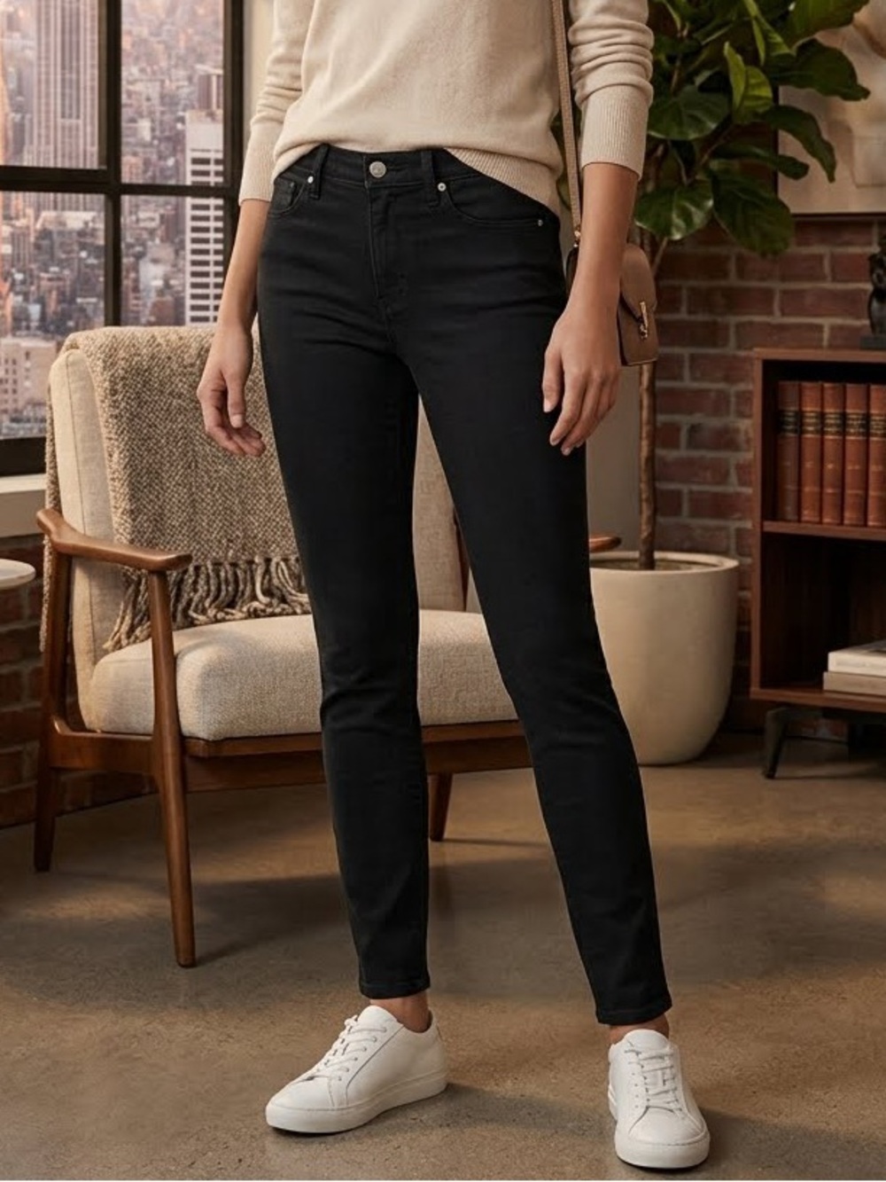 Express Mid Rise Black Denim Legging Jeans 14S
